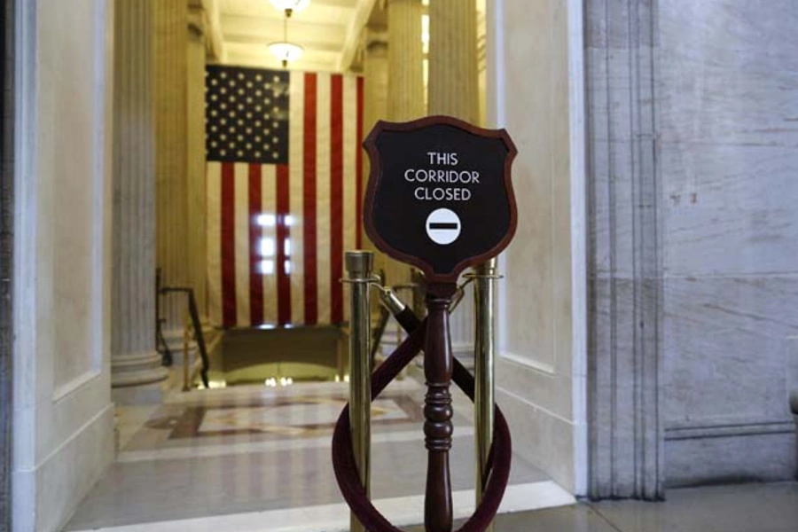 A corridor is closed to foot traffic at the U.S. Capitol (Jonathan Ernst/Courtesy Reuters).