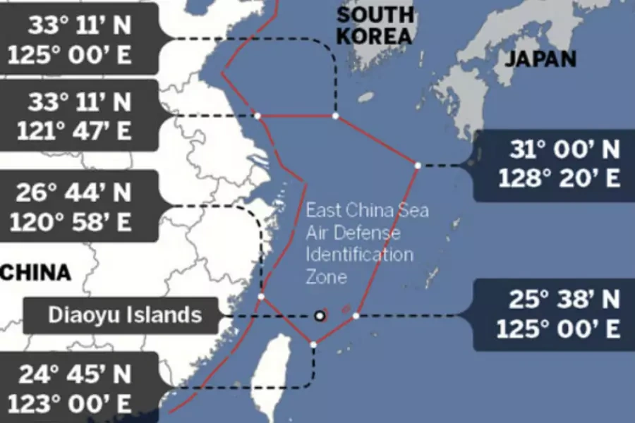 China announces new Air Defense Identification Zone across the East China Sea November 23, 2013 (Courtesy China's Ministry of National Defense).