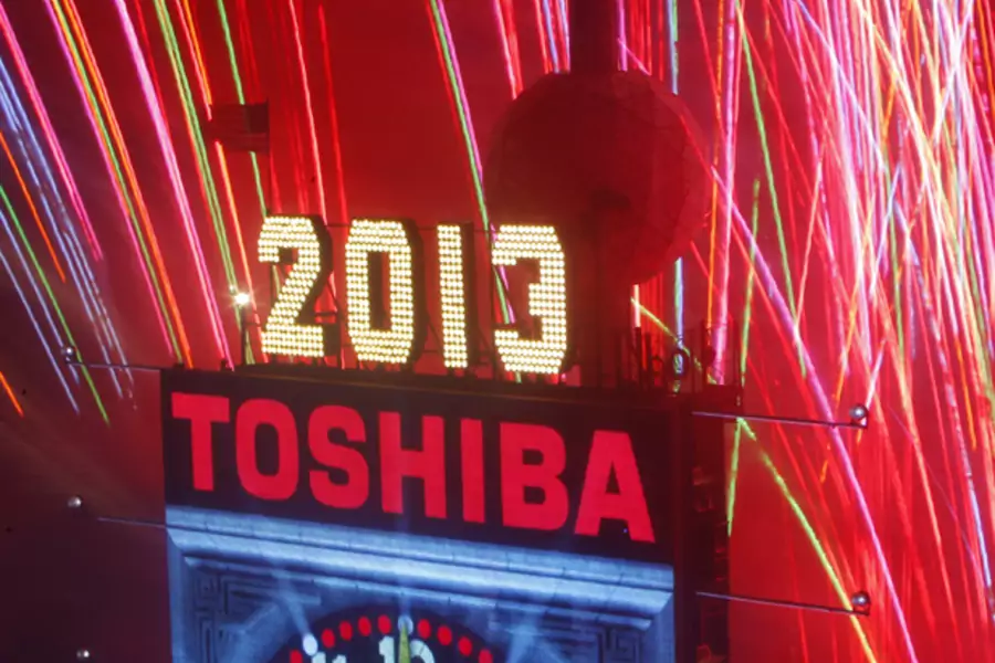 The numbers "2013" are illuminated atop 1 Times Square (Gary He/Courtesy Reuters).