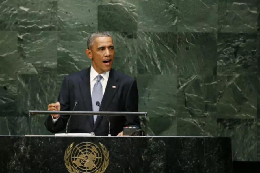 U.S. President Barack Obama addresses the sixty-ninth United Nations General Assembly in New York on September 24, 2014.