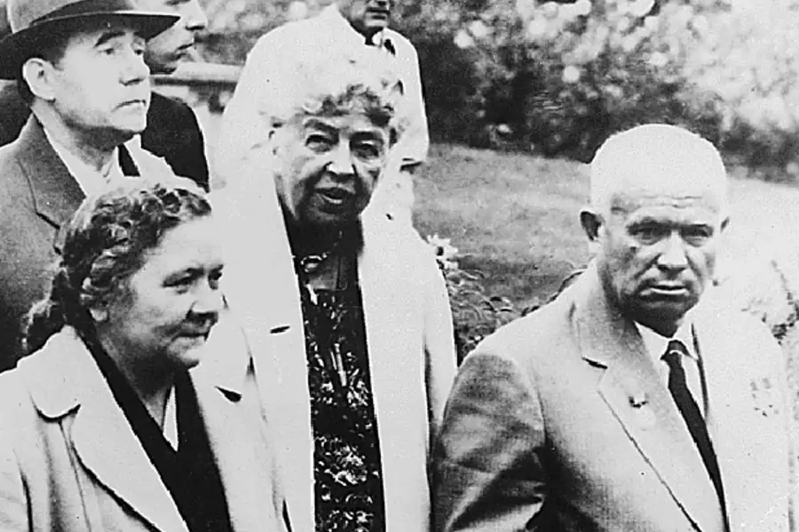Nikita Khrushchev and Eleanor Roosevelt
