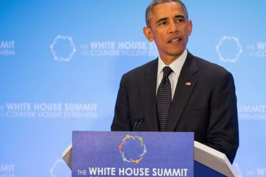 U.S. President Barack Obama speaks during the White House Summit on Countering Violent Extremism in Washington, DC, February 2015 (Courtesy Joshua Roberts/Reuters).