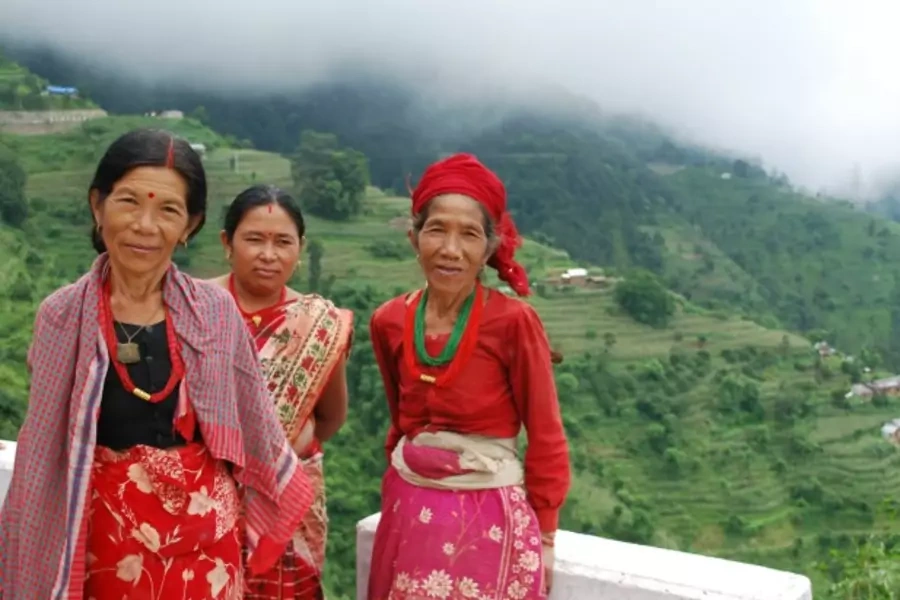 Nepali women, clients of Accountability Counsel, challenge a World Bank-funded transmission line endangering their community (Courtesy Komala Ramachandra/ Accountability Counsel).