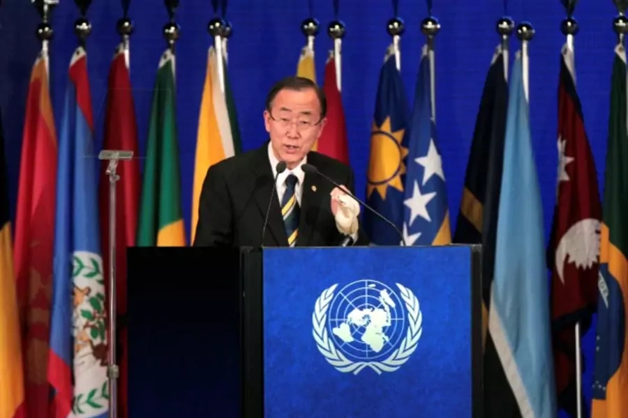 UN Secretary-General Ban Ki-Moon speaks during a closing ceremony of the Rio+20 United Nations Conference on Sustainable Development summit in Rio de Janeiro June 22, 2012. Ueslei Marcelino/Courtesy Reuters
