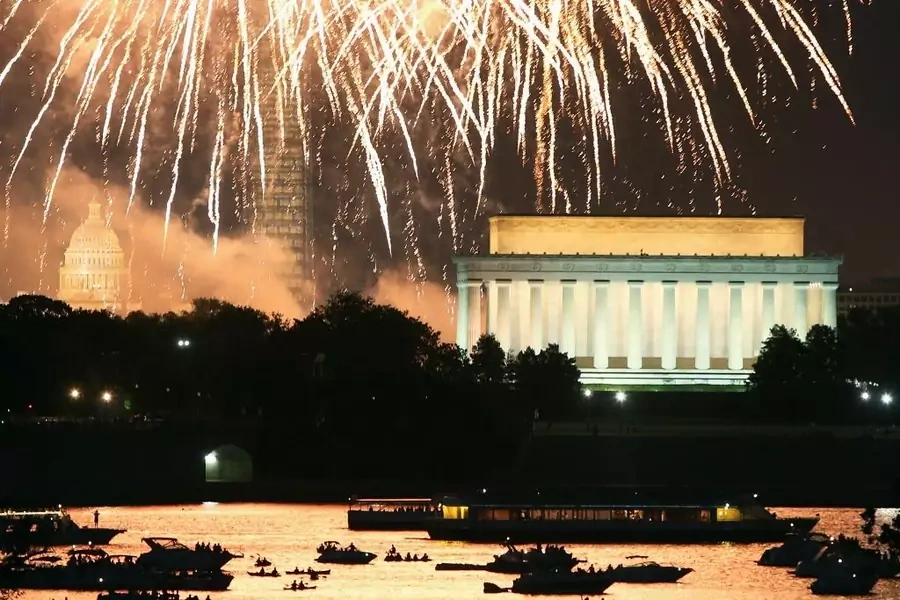 Independence Day fireworks light the sky over Washington.