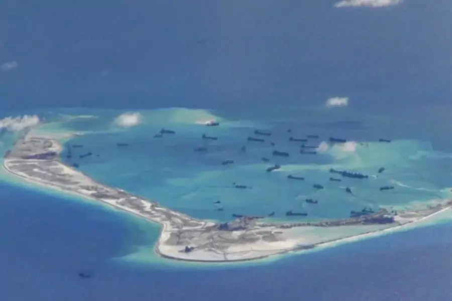 Chinese dredging vessels are purportedly seen in the waters around Mischief Reef in the disputed Spratly Islands in the South ...y a P-8A Poseidon surveillance aircraft provided by the United States Navy May 21, 2015. REUTERS/U.S. Navy/Handout via Reuters
