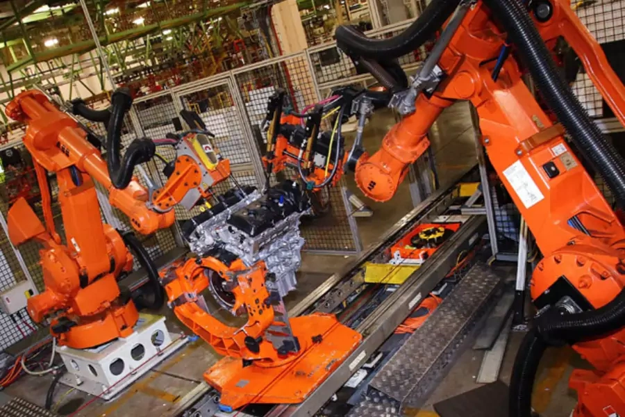 Automated robots engine assembly line Ford Lima Engine Plant Ohio