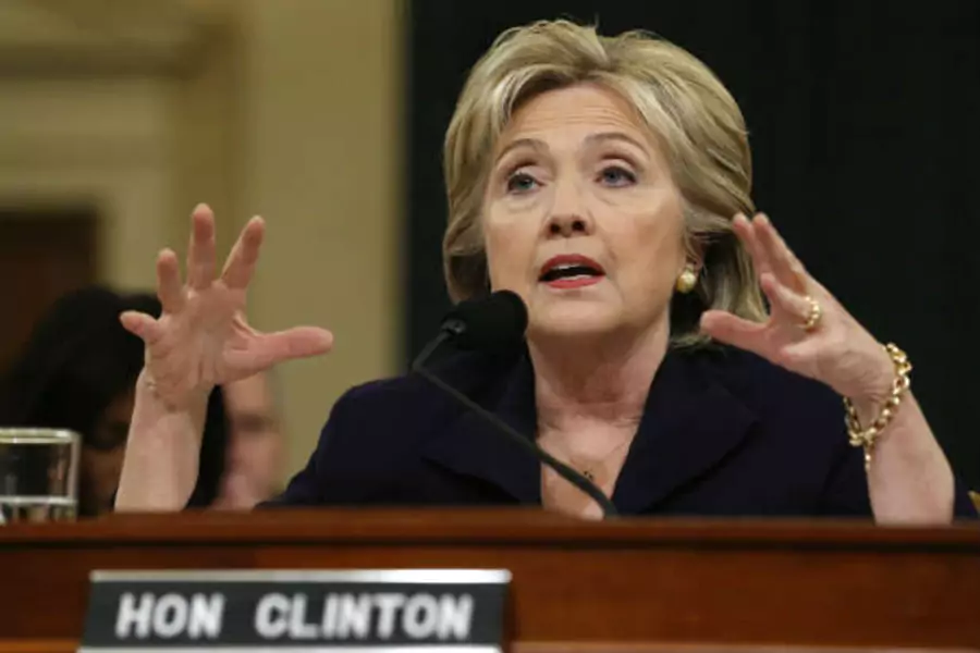 Democratic presidential candidate Hillary Clinton testifies before the House Select Committee on Benghazi, October 22, 2015. (Jonathan Ernst/Reuters)