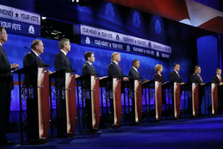 Republican U.S. presidential candidates participate in the 2016 U.S. Republican presidential debates. (Reuters/Rick Wilking)