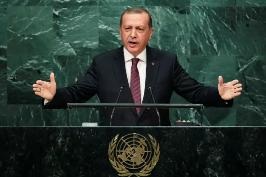 Turkish President Recep Tayyip Erdogan addresses the United Nations General Assembly in the Manhattan borough of New York (Eduardo Munoz/Reuters).