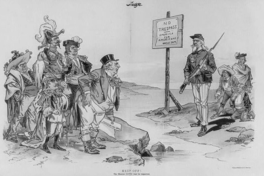 Political cartoon depicting the Monroe Doctrine 