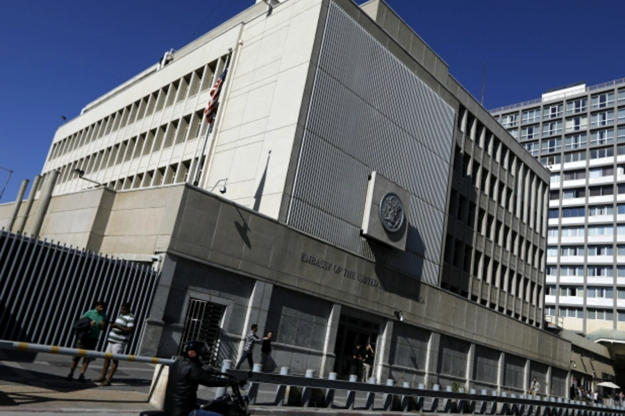 The U.S. embassy building is seen in Tel Aviv, Israel (Amir Cohen/Reuters).