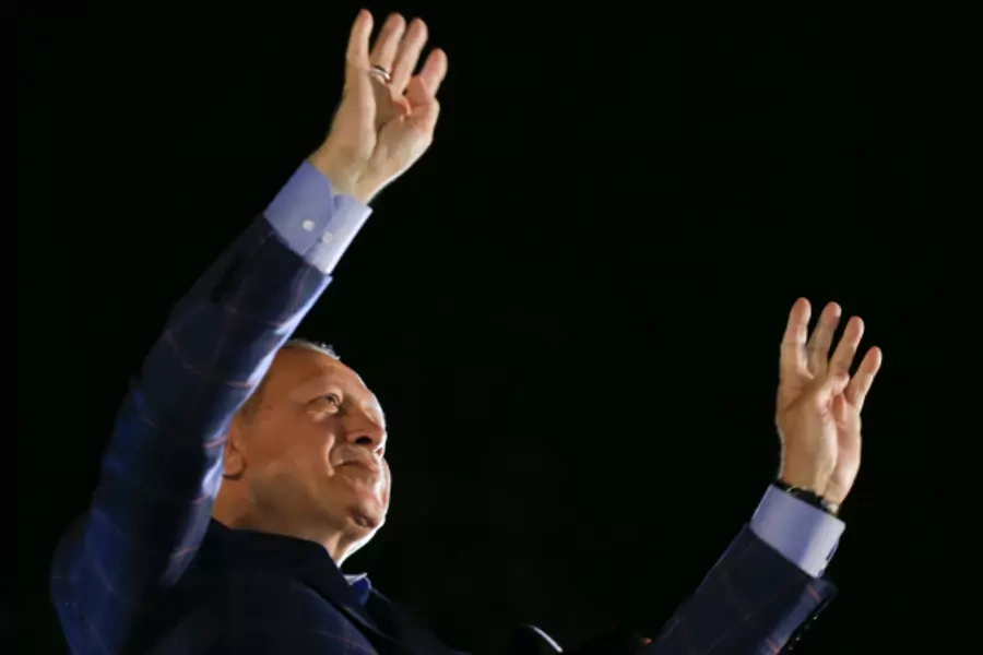 Turkish President Tayyip Erdogan greets his supporters in Istanbul (Murad Sezer/Reuters).