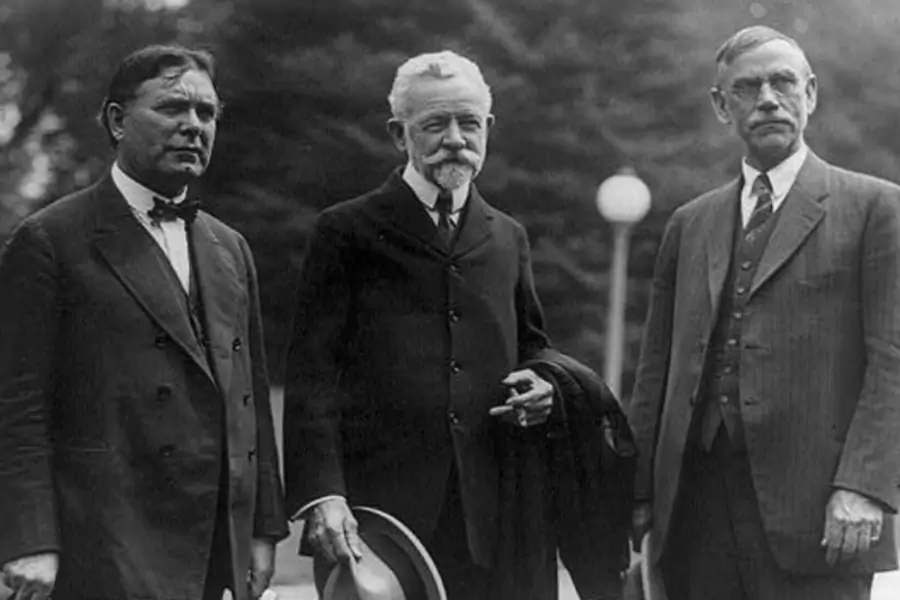 (Photo: Senators Borah, Lodge, and Smoot in 1924. Courtesy of the Library of Congress)