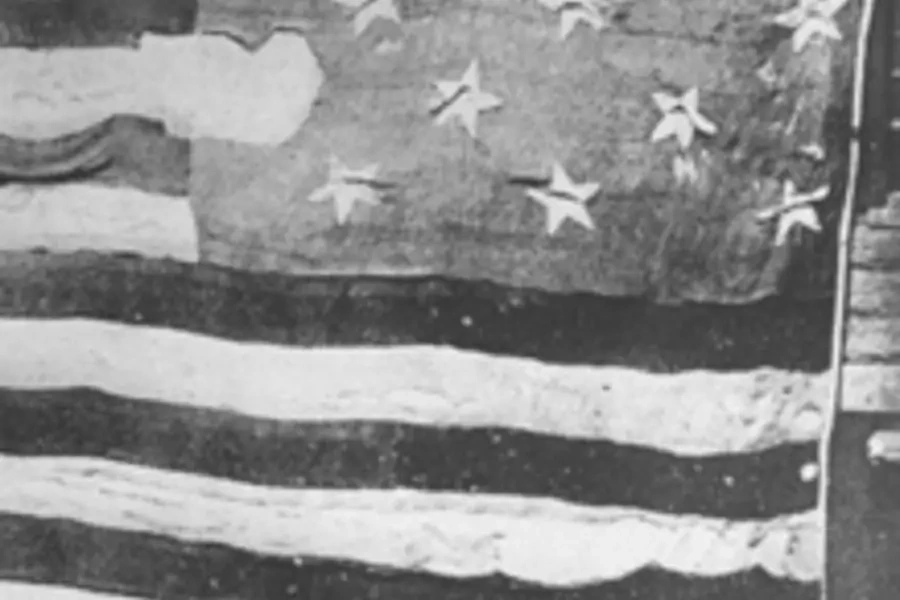 The first known photograph of the Star Spangled Banner hung in the Boston Navy Yard on June 21, 1873 (Ho New/courtesy Reuters)