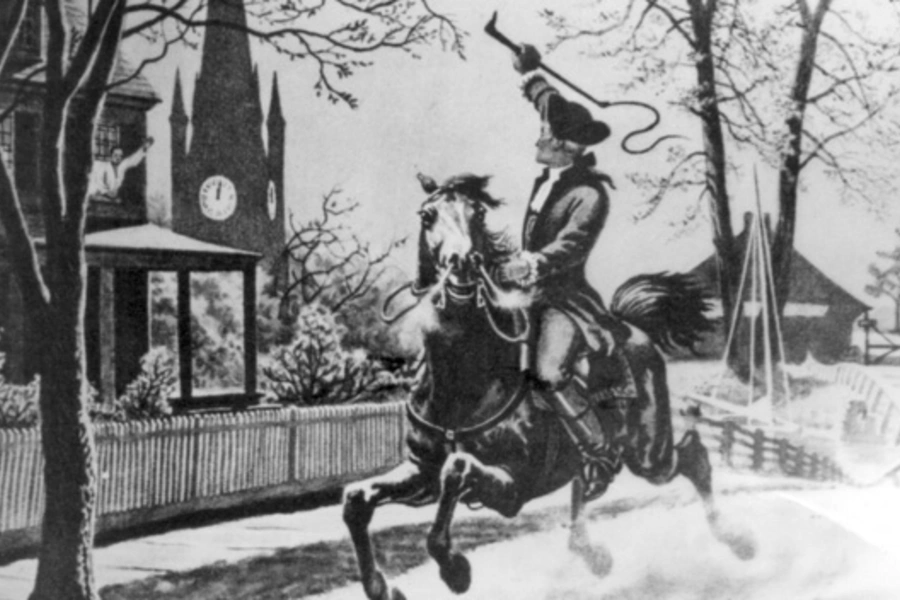 Paul Revere rides toward Concord on April 18, 1775. (Courtesy the National Archives)