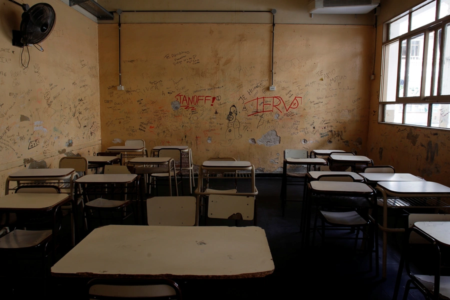 An empty classroom at a public school as thousands of teachers took to the streets, delaying the first day of school for millions of children, as part of a two-day national strike demanding a wage increase, in Buenos Aires, Argentina March 6, 2017.