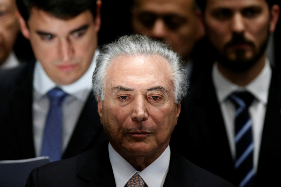 Brazil's new President Michel Temer attends the presidential inauguration ceremony after Brazil's Senate removed President Dilma Rousseff in Brasilia, Brazil, August 31, 2016.