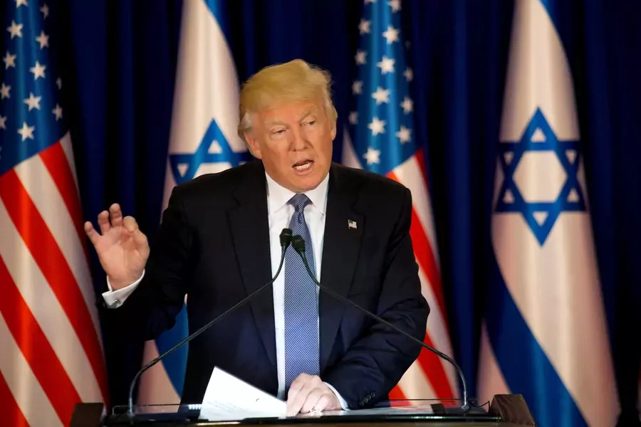 U.S. President Donald Trump delivers remarks before a dinner at Israeli Prime Minister Benjamin Netanyahu's residence in Jerusalem on May 22, 2017.