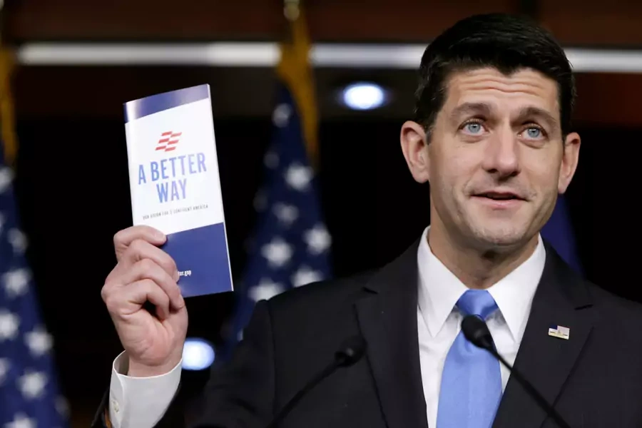 U.S. Speaker of the House Paul Ryan (R-WI) holds a copy of his party's "A Better Way" tax reform agenda at a news conference on Capitol Hill in Washington, DC, U.S. September 29, 2016. 
