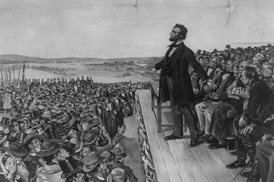 A newspaper reproduction of Lincoln at the Gettysburg Address (courtesy Library of Congress)