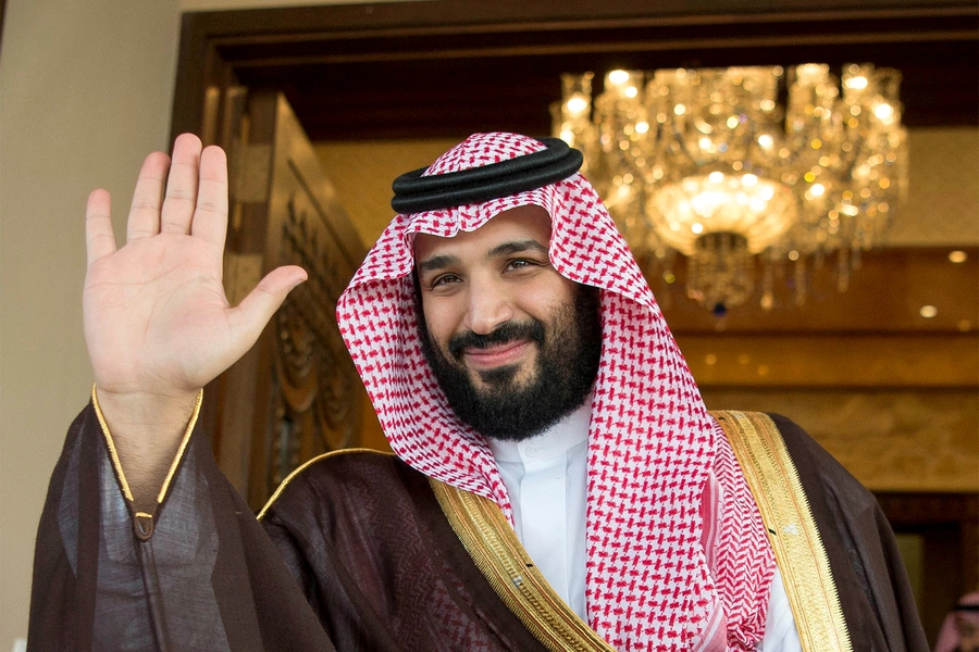 Saudi Deputy Crown Prince Mohammed bin Salman waves as he meets with Philippine President Rodrigo Duterte in Riyadh (Handout/Reuters).