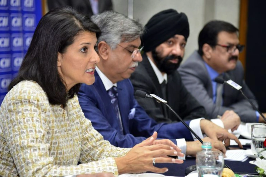 Then Governor Nikki Haley of South Carolina at an interactive session with entrepreneurs organized by the Confederation of Indian Industry in Chandigarh on November 14, 2014.