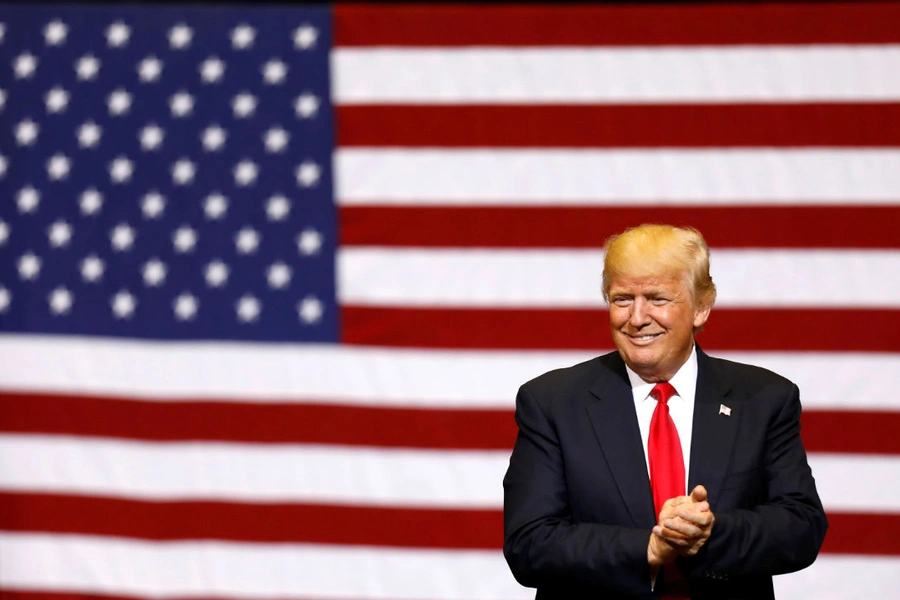 U.S. President Donald J. Trump takes the stage for a rally at the U.S. Cellular Center in Cedar Rapids, Iowa on June 21, 2017. 