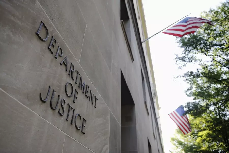 The exterior of the U.S. Department of Justice headquarters building in Washington, July 14, 2009.