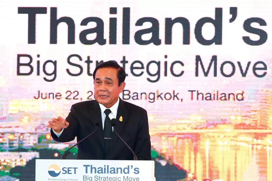 Thailand's Prime Minister Prayuth Chan-ocha speaks during the "Thailand's Big Strategic Move" conference in Bangkok, Thailand, on June 22, 2017. 