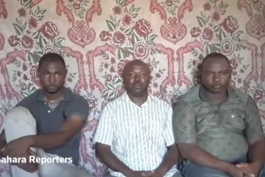 Screenshot of members of an oil exploration team kidnapped by Boko Haram in northeastern Nigeria, July 29, 2017. Similar tactics have been used by militants against oil workers in the Niger Delta to the south, the current center of Nigeria's oil industry.