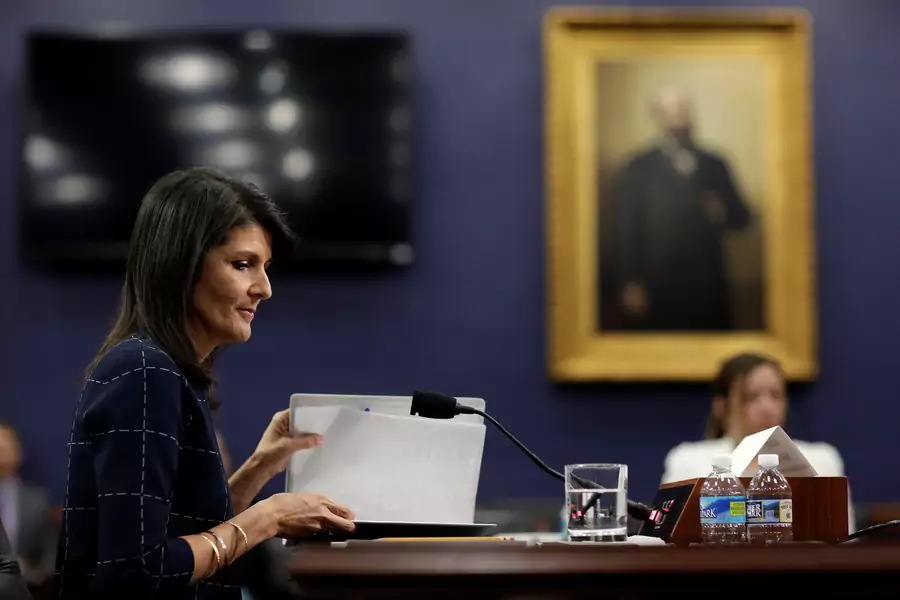 U.S. Ambassador to the United Nations Nikki Haley finishes her opening statement to the House Appropriations State, Foreign Operations and Related Programs Subcommittee on the budget for the United Nations on June 27, 2017.