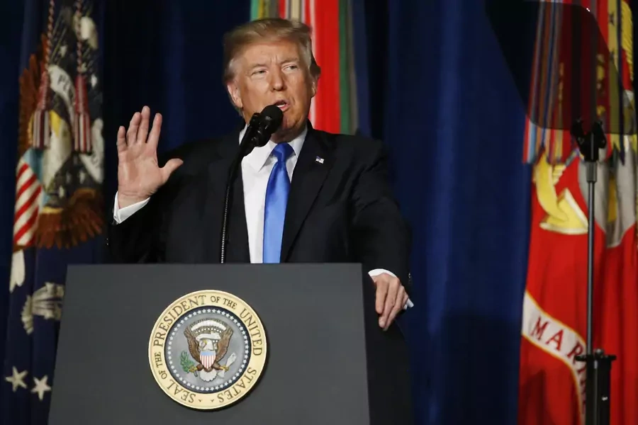 U.S. President Donald Trump announces his strategy for the war in Afghanistan during an address to the nation from Fort Myer, Virginia, U.S., August 21, 2017.