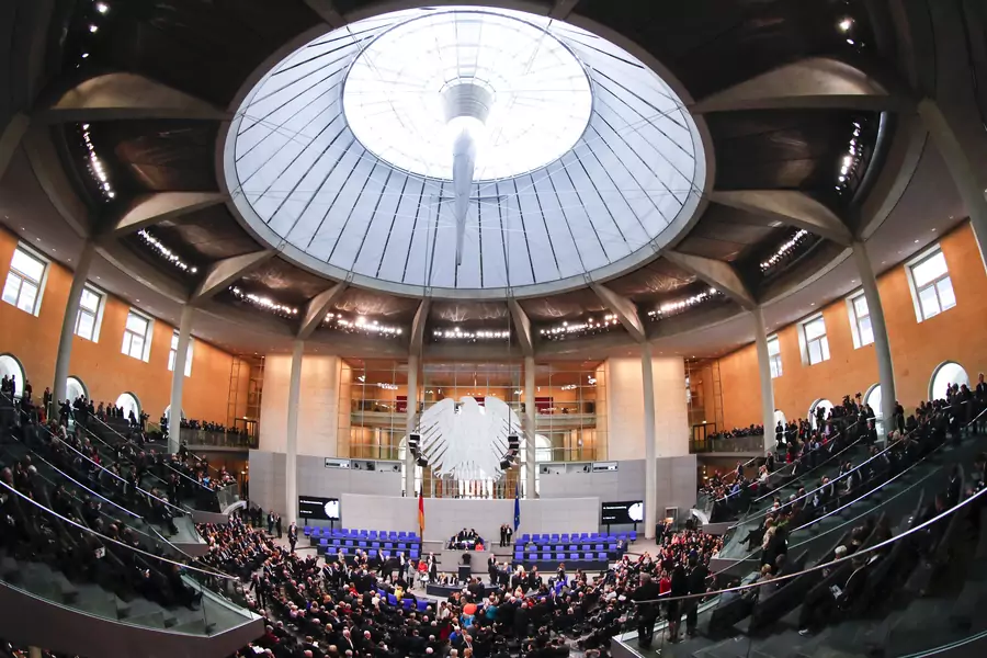 A general view shows Germany's Bundestag before the first round of voting during the German presidential election at the Reichstag in Berlin on February 12, 2017.