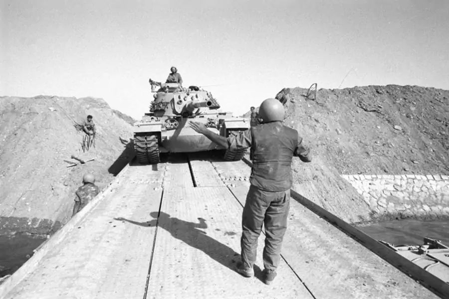 Israeli tanks cross the Suez Canal (Israel Defense Forces Archive)
