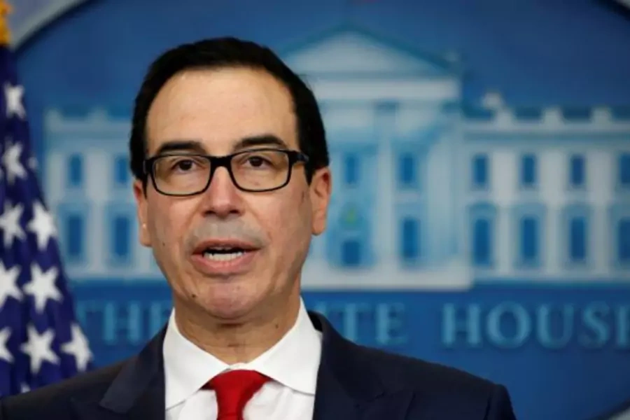U.S.Treasury Secretary Steve Mnuchin announces measures taken to maximize pressure on North Korea to abandon its weapons programs during a press briefing at the White House in Washington, U.S., June 29, 2017. 