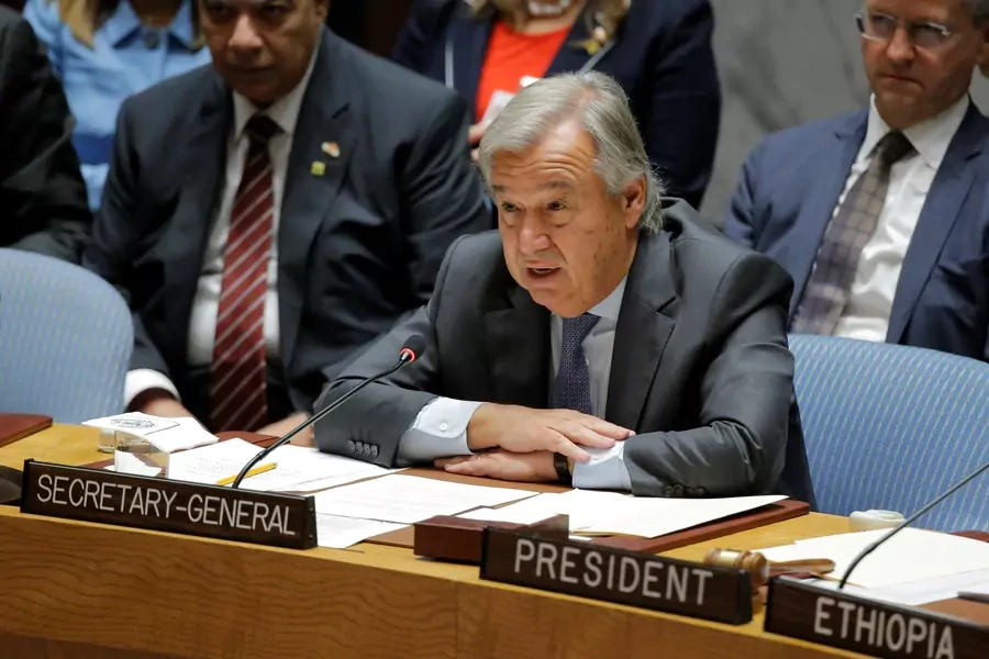 UN Secretary-General Antonio Guterres speaks during a meeting of the Security Council to discuss peacekeeping operations at UN headquarters in New York on September 20, 2017. 