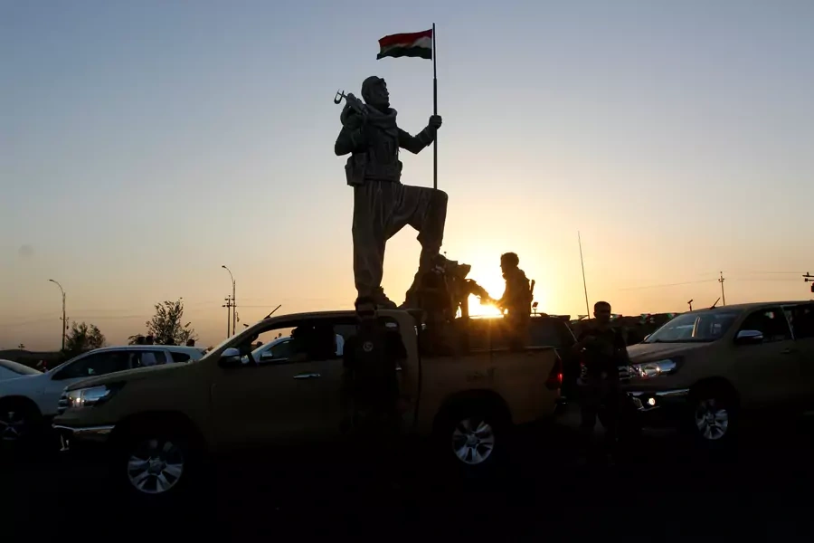 Newly unveiled statue in Kirkuk pays tribute to the Peshmerga, Iraqi Kurdistan's main fighting forces in Kirkuk, Iraq September 23, 2017.