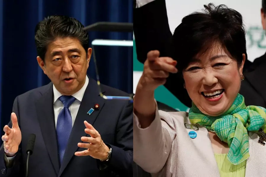 Prime Minister Shinzo Abe and Tokyo Governor Yuriko Koike