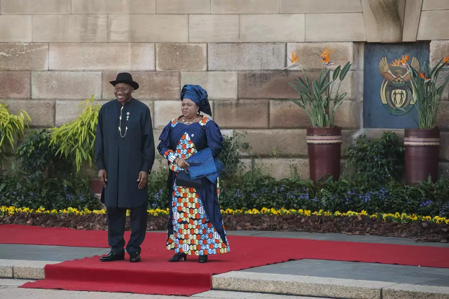 Patience Jonathan with her husband, President Goodluck Jonathan, in South Africa, May 24, 2014. The former first lady is one of many people linked to the Jonathan administration being investigated by the EFCC.
