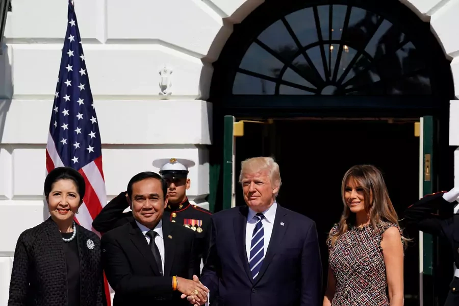 Thai Prime Minister Prayuth Chan-ocha shakes hands with U.S. President Donald J. Trump in Washington, D.C., on October 2, 2017. 