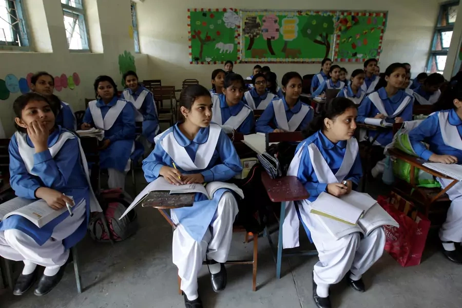 Students listen to their teacher during a lesson at the Islamabad College for girls in Islamabad, Pakistan, October 13, 2017. Women make up less than 18 percent of Pakistan’s science, technology, engineering, and mathematics (STEM) professionals.  