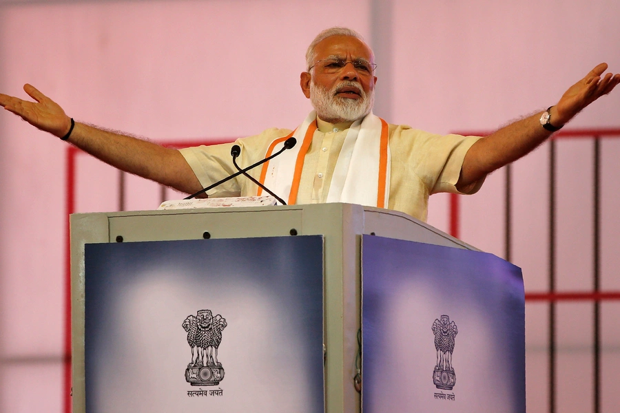 India's Prime Minister Narendra Modi addresses a gathering during his visit to Gandhi Ashram in Ahmedabad, India, June 29, 2017.