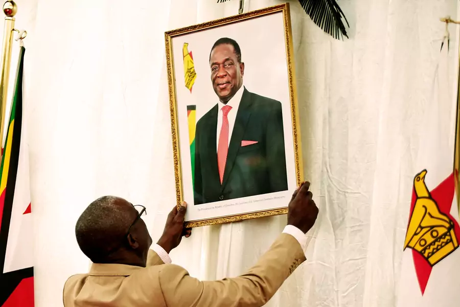 A portrait of Zimbabwean President Emmerson Mnangagwa before the swearing in ceremony of cabinet ministers at State House in Harare, Zimbabwe December 4, 2017. 