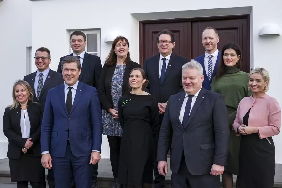 Iceland's new Prime Minister Katrin Jakobsdottir with her government poses in Reykjavik, Iceland, on November 30, 2017. The November elections brought the country its most gender-equal government in history.  