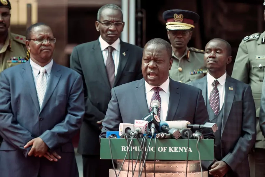 Kenya's interior minister Fred Matiang'i speaks during a press conference in Nairobi, Kenya. January 31, 2018. 
