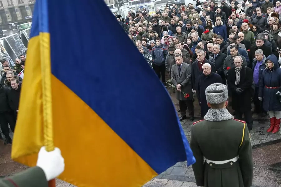 A memorial service for a member of the Donbass self-defence force, killed in Eastern Ukraine in 2015