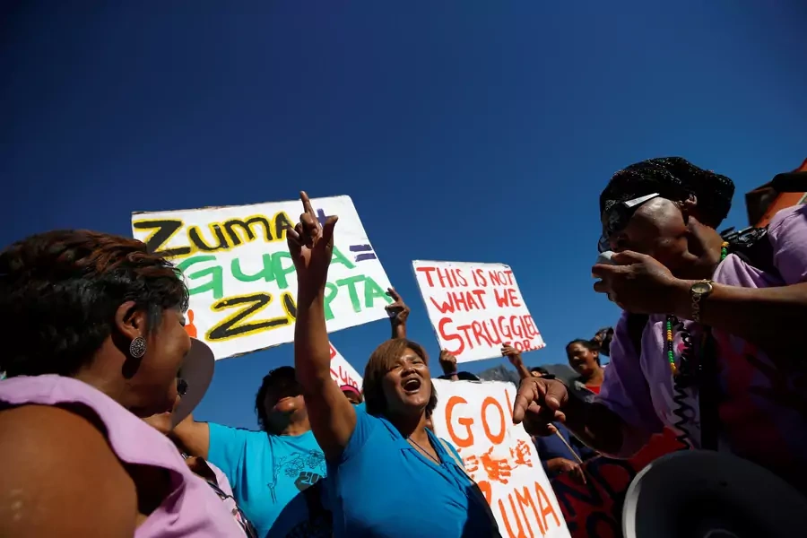 Anti-Zuma protesters, civil society groups and faith communities march against President Zuma, in Cape Town, South Africa, August 7, 2017.