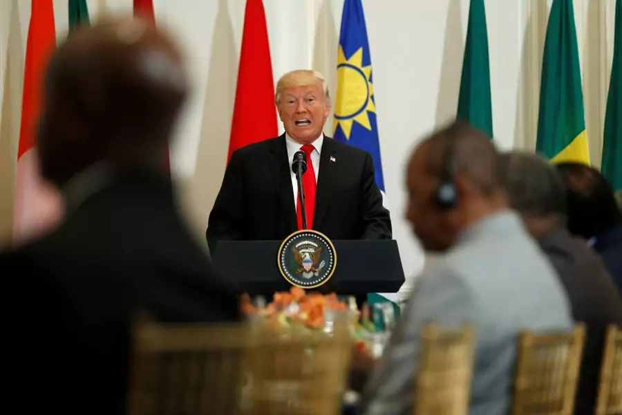U.S. President Donald Trump speaks during a working lunch with African leaders during the U.N. General Assembly in New York, U.S., September 20, 2017. 