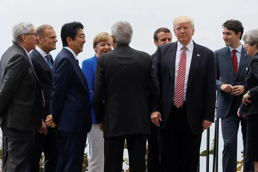 U.S. President Donald J. Trump gathers with other Group of Seven (G7) leaders at the G7 summit in Taormina, Italy on May 26, 2017. 